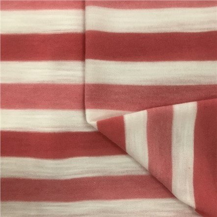 Polyester Rayon Stripe Slub Jersey